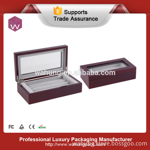handmade big wooden jewelry cufflink box with window (WH-0314-2)